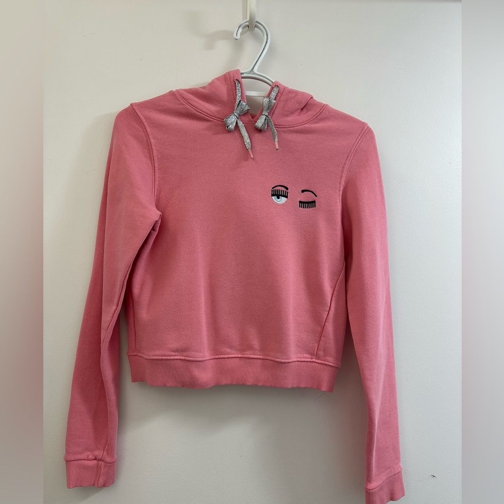 Chiara Ferragni Pink Hoodie with Eyelash Motif